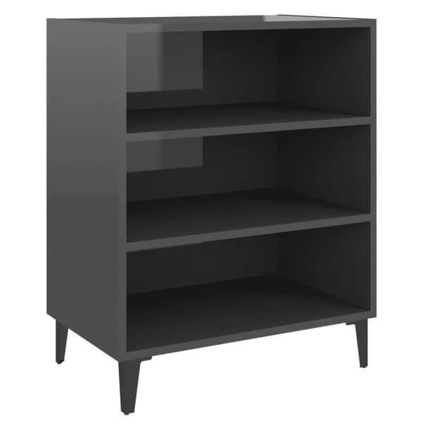 vidaXL skænk 57x35x70 cm spånplade grå højglans