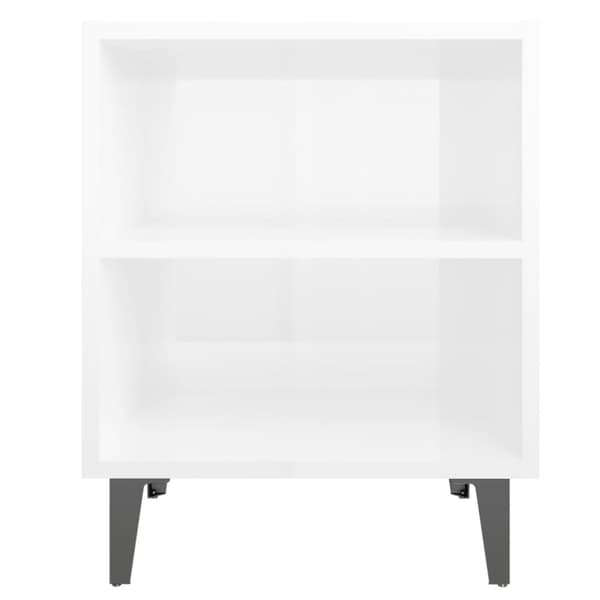 vidaXL sengeborde 2 stk. med metalben 40x30x50 cm hvid højglans