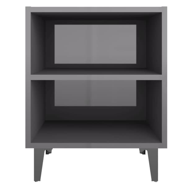 vidaXL sengebord med metalben 40x30x50 cm grå højglans