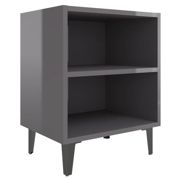 vidaXL sengebord med metalben 40x30x50 cm grå højglans