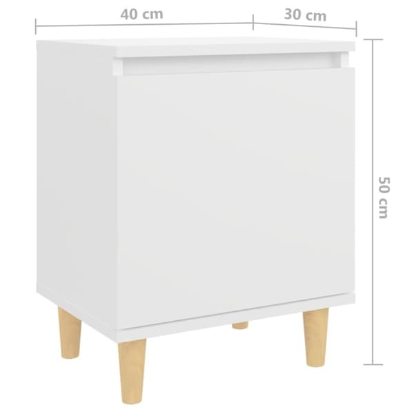 vidaXL sengeskab m. ben i massivt træ 40x30x50 cm hvid