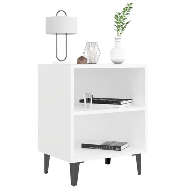 vidaXL sengeborde 2 stk. med metalben 40x30x50 cm hvid