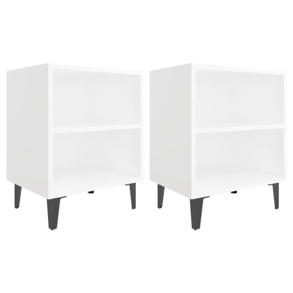 vidaXL sengeborde 2 stk. med metalben 40x30x50 cm hvid