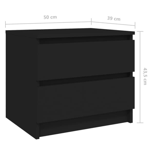 vidaXL sengeskab 50x39x43,5 cm spånplade sort