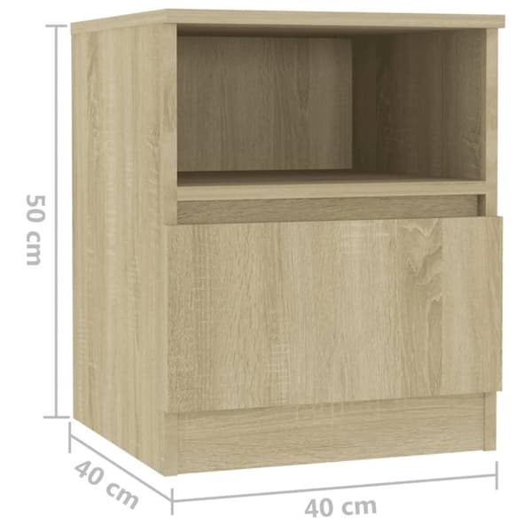 vidaXL sengeborde 2 stk. 40x40x50 cm spånplade sonoma-eg
