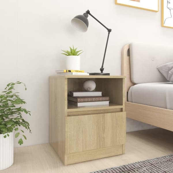 vidaXL sengeborde 2 stk. 40x40x50 cm spånplade sonoma-eg
