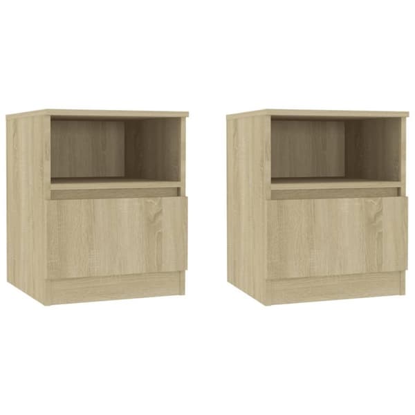 vidaXL sengeborde 2 stk. 40x40x50 cm spånplade sonoma-eg
