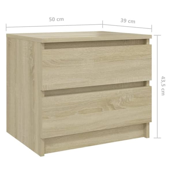 vidaXL Yöpöytä Sonoma-tammi 50x39x43,5 cm lastulevy
