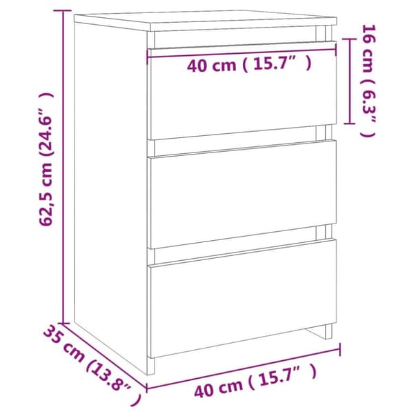 vidaXL Nattbord 2 stk sonoma eik 40x35x62,5 cm konstruert tre
