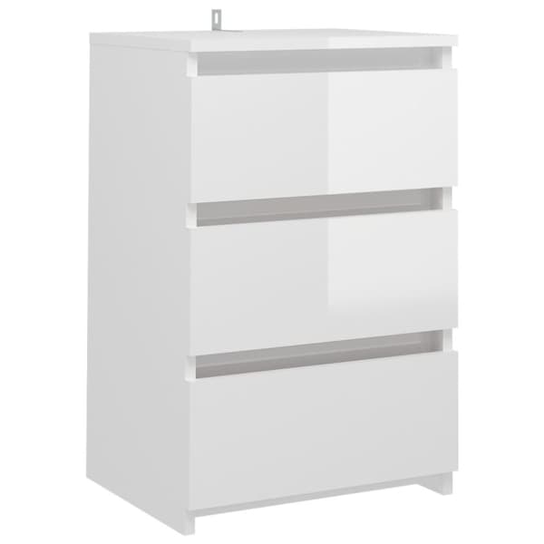 vidaXL natborde 2 stk. 40x35x62,5 cm spånplade hvid højglans