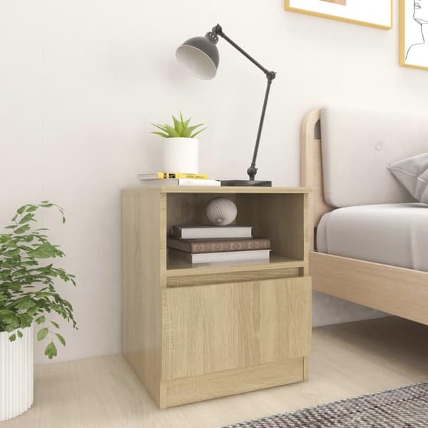 vidaXL Sängbord sonoma-ek 40x40x50 cm spånskiva