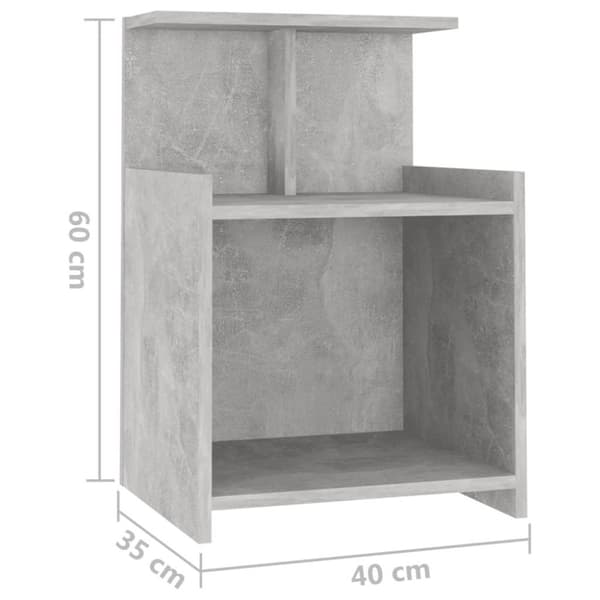 vidaXL Nattbord 2 stk betonggrå 40x35x60 cm sponplate