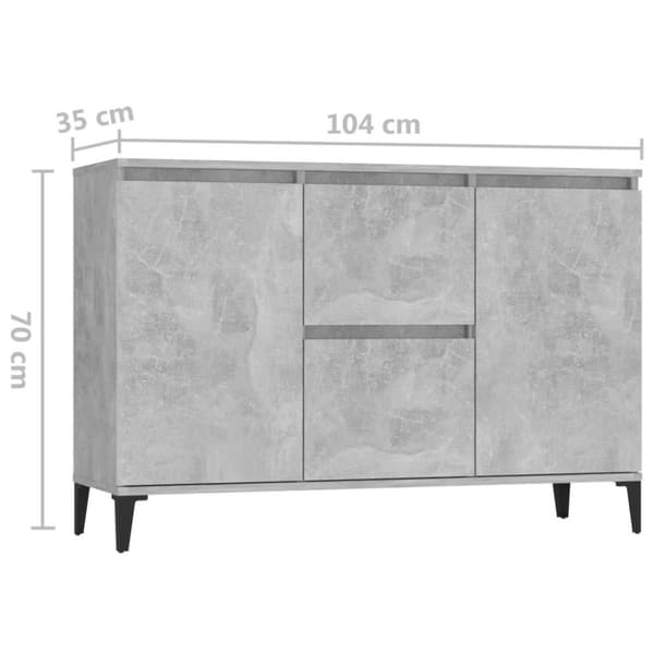 vidaXL Senkki betoninharmaa 104x35x70 cm lastulevy