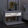 Pikkukuva 4 / 11: vidaXL Yöpöytä LED-valoilla valkoinen 60x35x40 cm tekninen puu