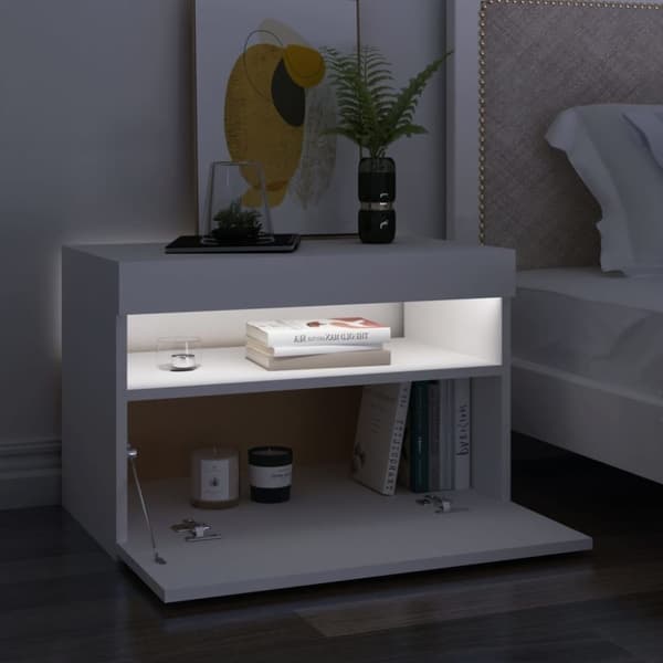 vidaXL Sängbord med LED-belysning 2 st vit 60x35x40 cm konstruerat trä
