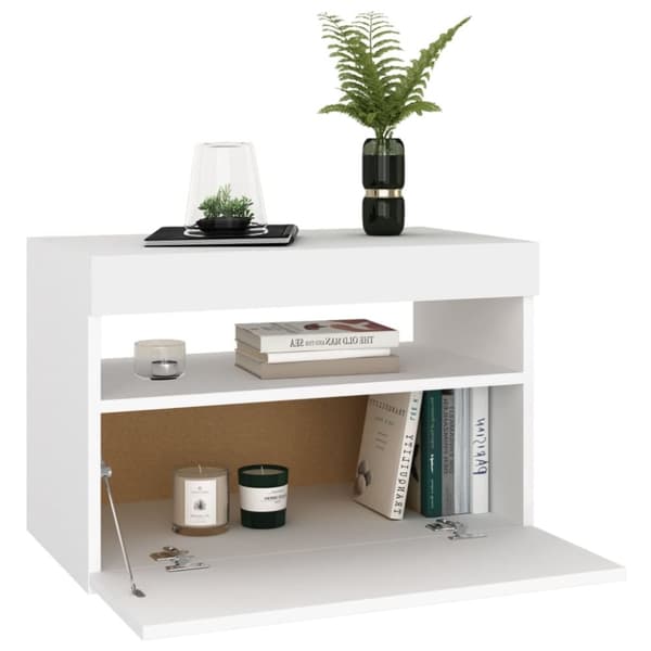 vidaXL Sängbord med LED-belysning 2 st vit 60x35x40 cm konstruerat trä