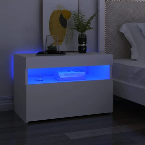 vidaXL Sängbord med LED-belysning 2 st vit 60x35x40 cm konstruerat trä