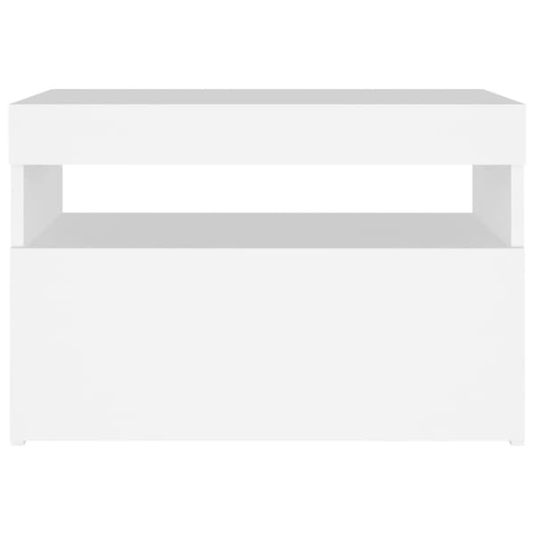 vidaXL Nattbord med LED-lys hvit 60x35x40 cm konstruert tre