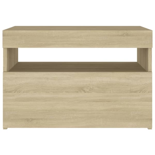 vidaXL Yöpöytä LED-valoilla 2 kpl Sonoma-tammi 60x35x40 cm
