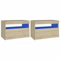 Pikkukuva 2 / 11: vidaXL Yöpöytä LED-valoilla 2 kpl Sonoma-tammi 60x35x40 cm
