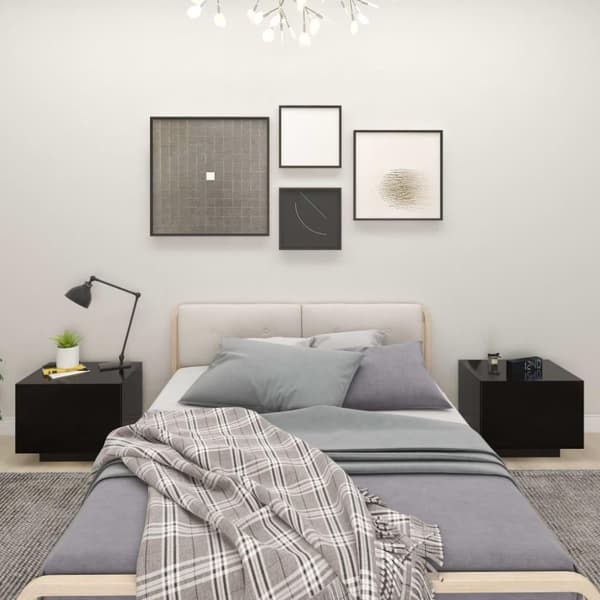 vidaXL Sängbord svart 100x35x40 cm spånskiva
