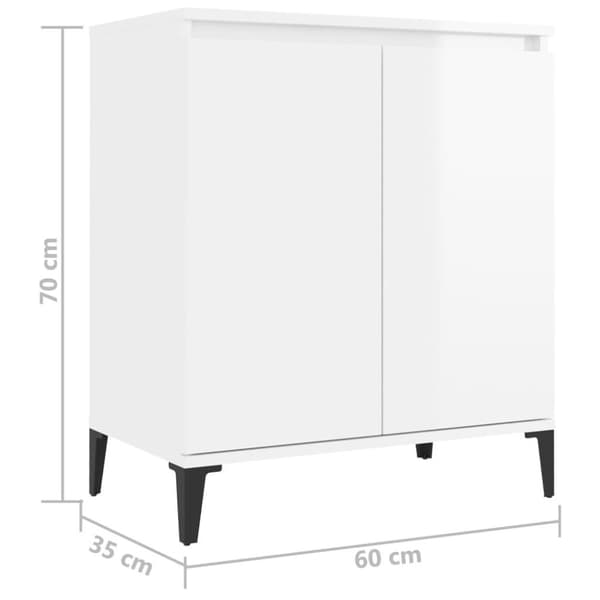 vidaXL Skjenk høyglans hvit 60x35x70 cm sponplate