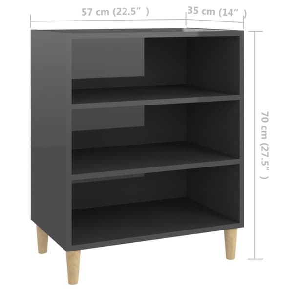 vidaXL skænk 57x35x70 cm spånplade grå højglans