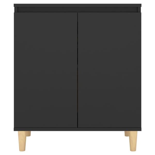 vidaXL skænk med massive træben 60x35x70 cm konstrueret træ sort