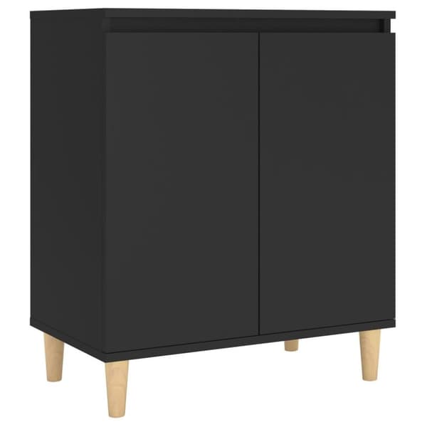 vidaXL skænk med massive træben 60x35x70 cm konstrueret træ sort
