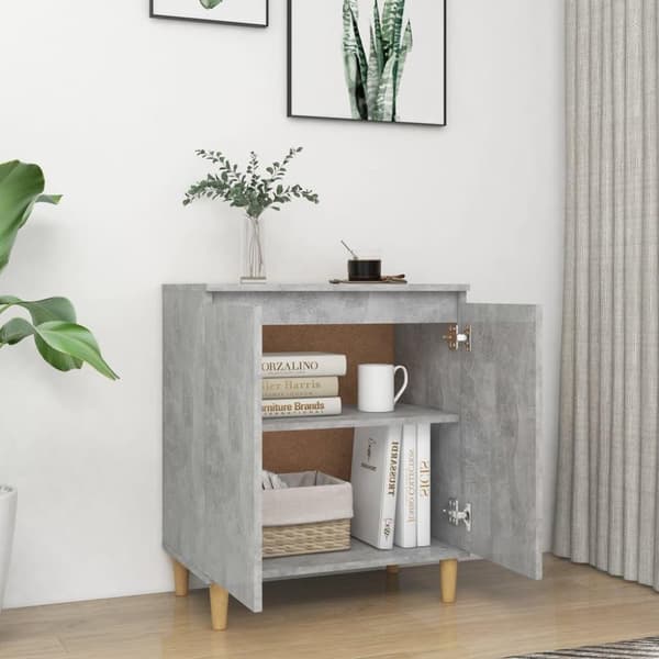 vidaXL Senkki täyspuujaloilla betoninharmaa 60x35x70cm lastulevy
