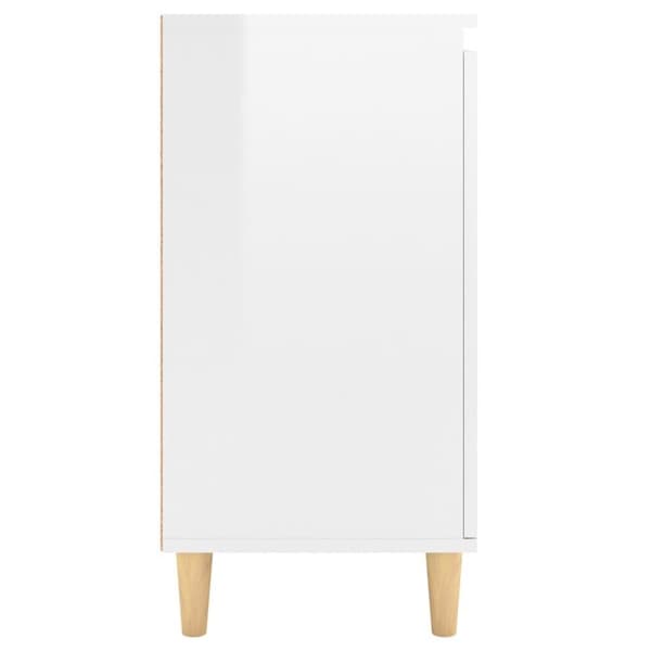 vidaXL skænk med massive træben 60x35x70 cm spånplade hvid højglans