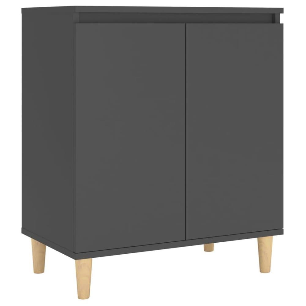 vidaXL Skänk massiva träben grå 60x35x70 cm spånskiva