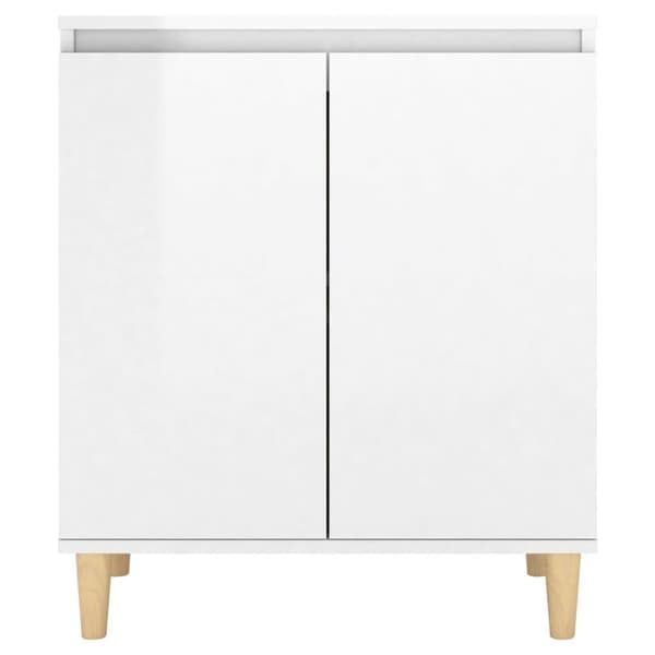 vidaXL Skjenk med ben i heltre høyglans hvit 60x35x70 cm sponplate