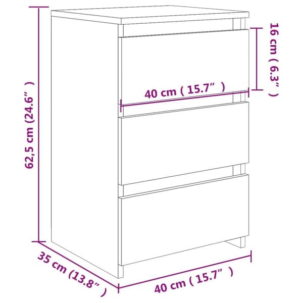 vidaXL natbord 40x35x62,5 cm spånplader betongrå