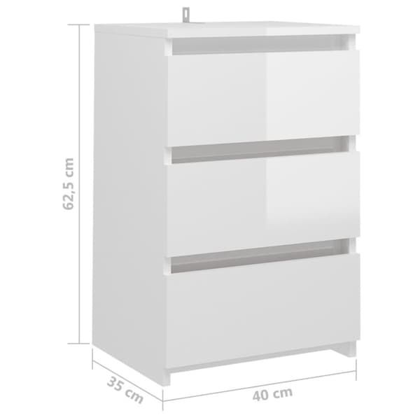 vidaXL natbord 40x35x62,5 cm spånplade hvid højglans