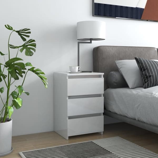 vidaXL natbord 40x35x62,5 cm spånplade hvid højglans