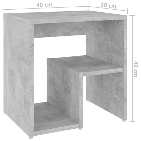 vidaXL Sängbord betonggrå 40x30x40 cm spånskiva