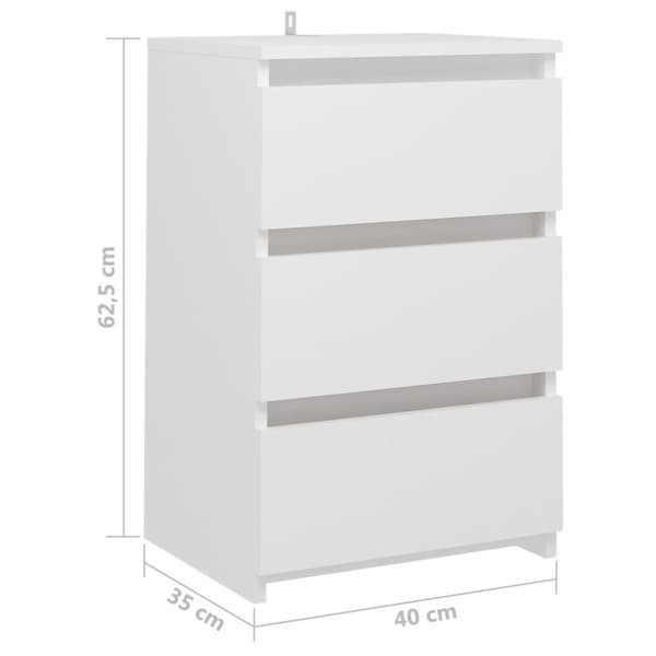 vidaXL sengeskab 40x35x62,5 cm spånplade hvid