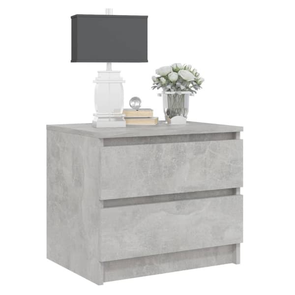 vidaXL Yöpöydät 2 kpl betoninharmaa 50x39x43,5 cm lastulevy