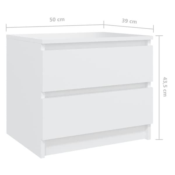 vidaXL Nattbord 2 stk hvit 50x39x43,5 cm sponplate