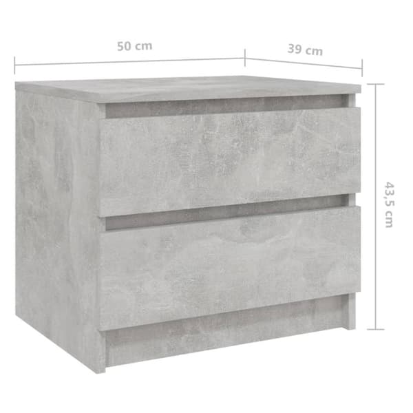 vidaXL Nattbord betonggrå 50x39x43,5 cm sponplate