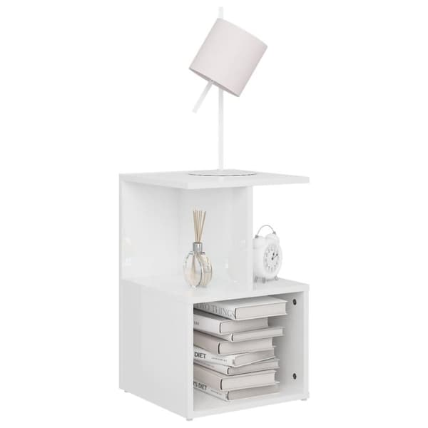 vidaXL sengeskabe 2 stk. 35x35x55 cm spånplade hvid højglans
