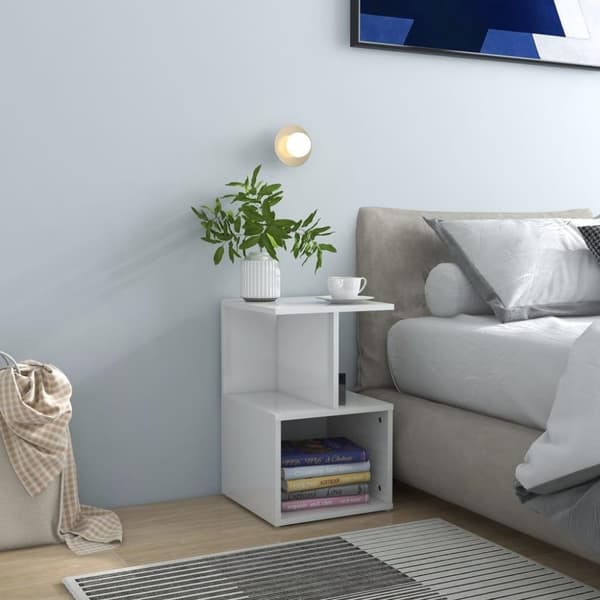 vidaXL sengeskabe 2 stk. 35x35x55 cm spånplade hvid højglans