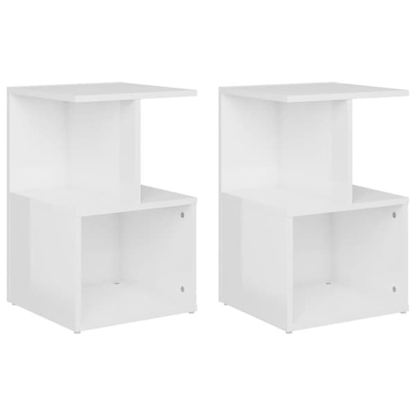 vidaXL sengeskabe 2 stk. 35x35x55 cm spånplade hvid højglans