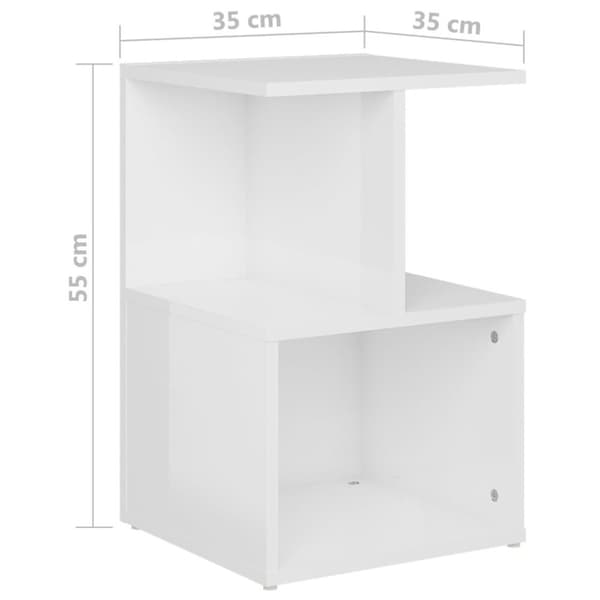 vidaXL sengeskab 35x35x55 cm spånplade hvid højglans