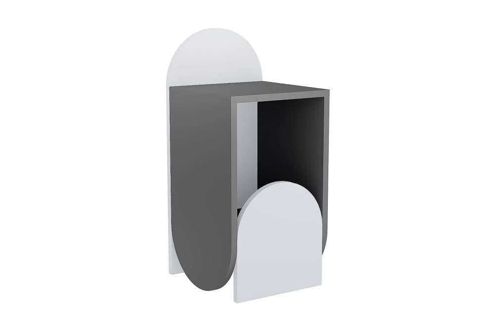 LINGLE Sängbord 32x32 cm Antracit/Vit