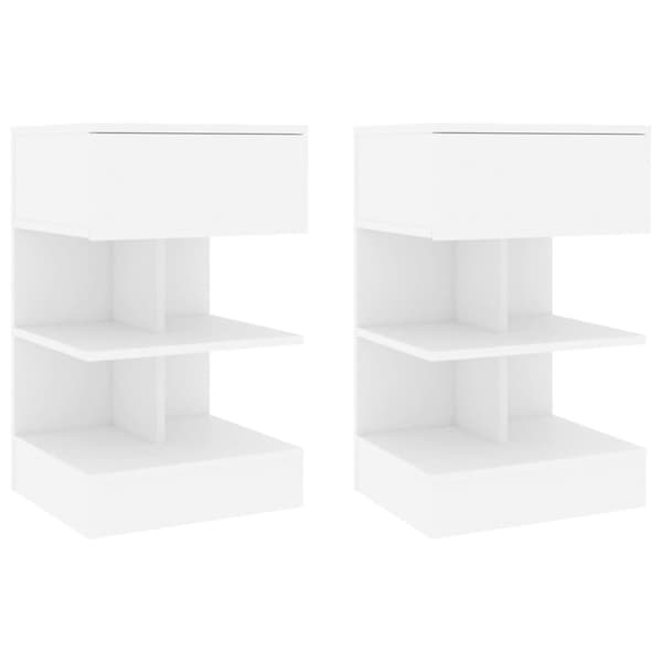 vidaXL Nattbord 2 stk hvit 40x35x65 cm sponplate