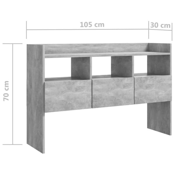 vidaXL Skänk betonggrå 105x30x70 cm spånskiva