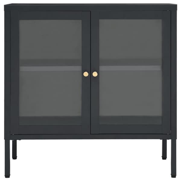 vidaXL Skjenk antrasitt 70x35x70 cm stål og glass