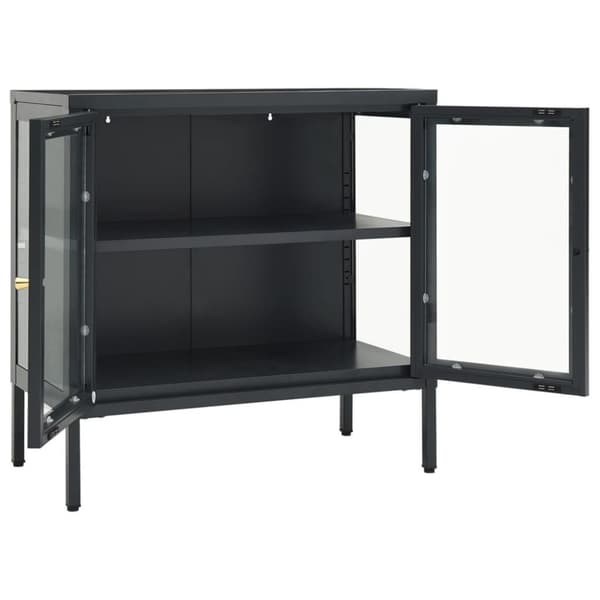 vidaXL Skjenk antrasitt 70x35x70 cm stål og glass